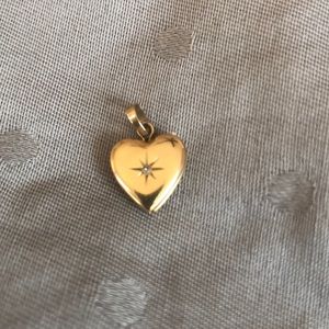 14k gold and diamond heart charm